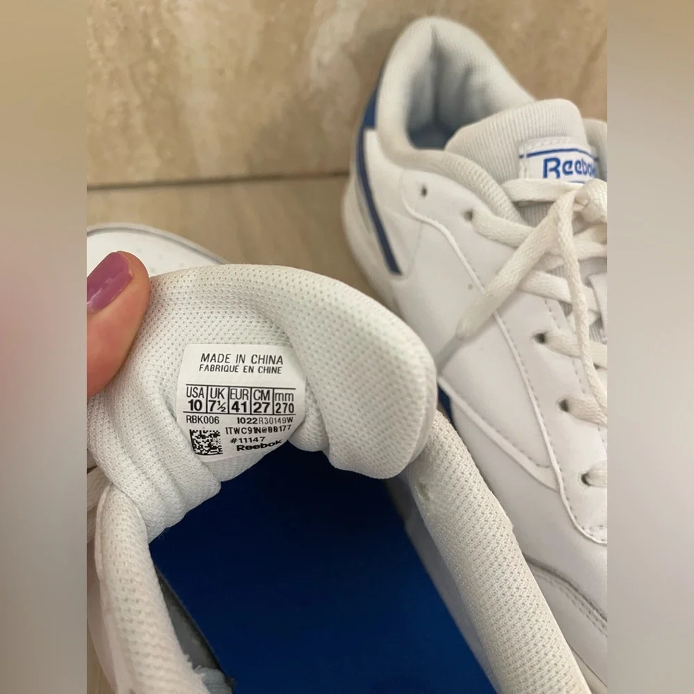 Reebok White and Blue Classic Sneakers - Picture 7 of 9